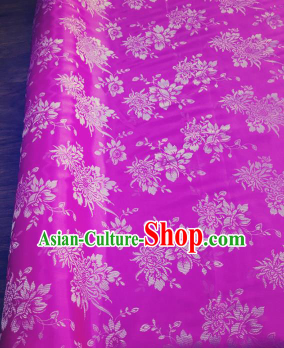 Traditional Chinese Royal Chrysanthemum Pattern Design Rosy Brocade Silk Fabric Asian Satin Material