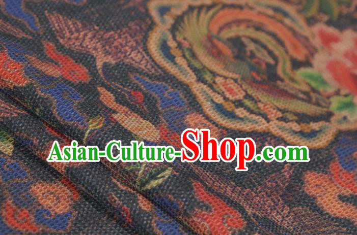 Chinese Traditional Peony Flowers Pattern Design Brown Satin Brocade Fabric Asian Silk Material