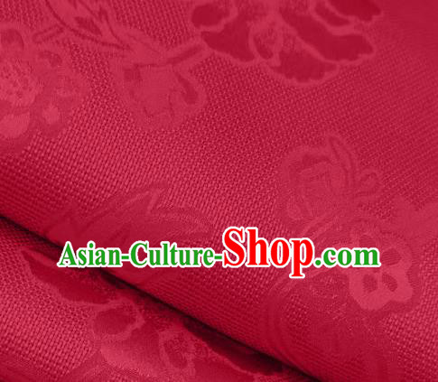 Chinese Traditional Peony Pattern Design Wine Red Satin Brocade Fabric Asian Silk Material