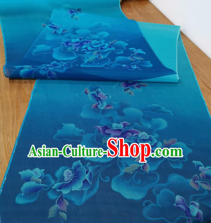 Traditional Chinese Royal Pattern Design Royal Blue Silk Fabric Brocade Asian Satin Material