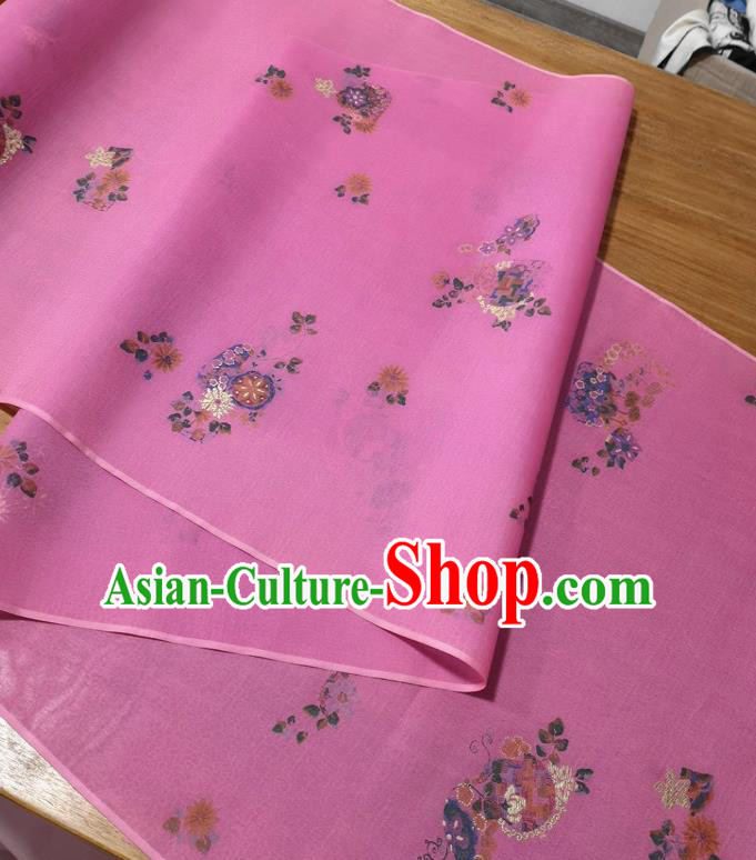 Traditional Chinese Royal Chrysanthemum Pattern Design Pink Silk Fabric Brocade Asian Satin Material