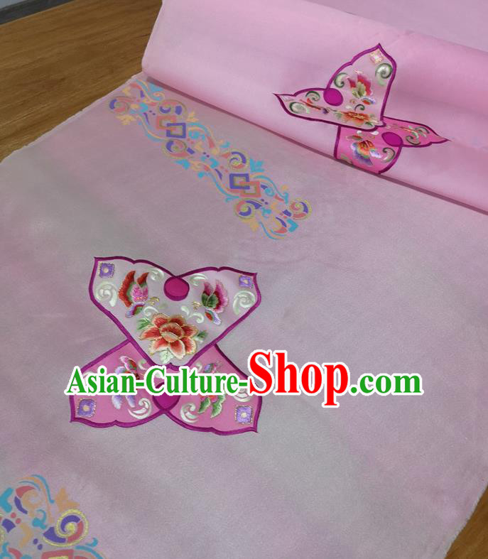 Traditional Chinese Royal Peony Butterfly Pattern Design Pink Silk Fabric Brocade Asian Satin Material