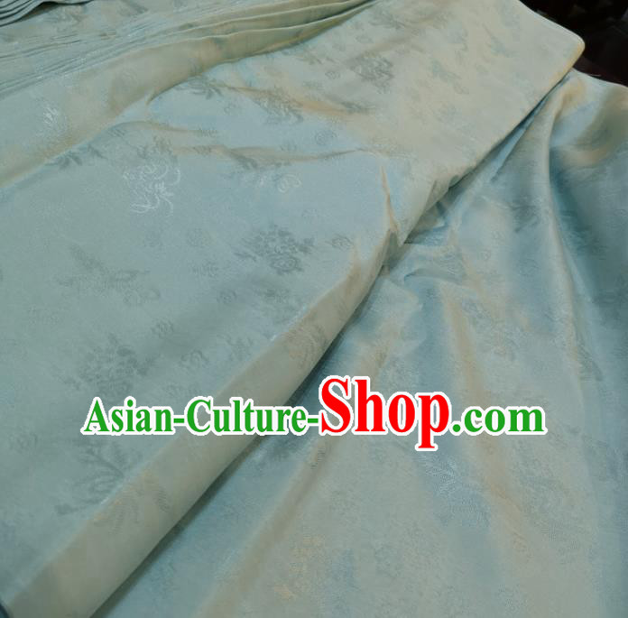 Traditional Chinese Royal Pattern Design Light Blue Brocade Silk Fabric Asian Satin Material