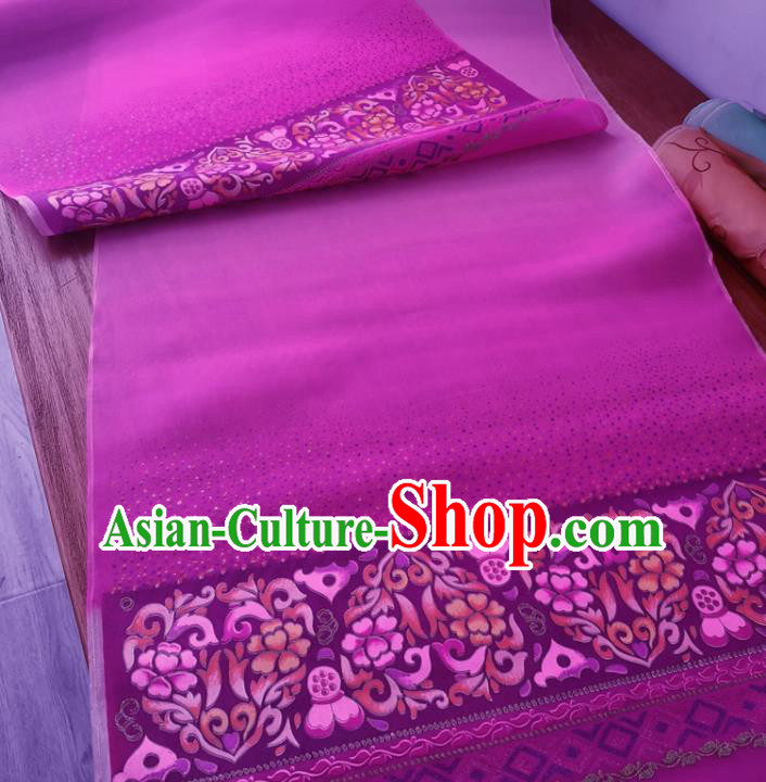Chinese Traditional Lotus Pattern Design Purple Silk Fabric Brocade Asian Satin Material
