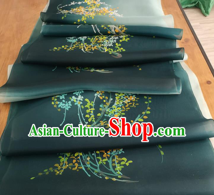 Chinese Traditional Pattern Design Atrovirens Silk Fabric Brocade Asian Satin Material