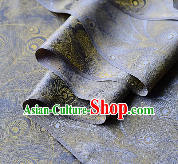 Chinese Traditional Feather Pattern Design Cheongsam Purple Satin Brocade Fabric Asian Silk Material