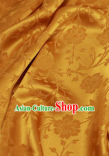 Chinese Traditional Flowers Pattern Design Golden Satin Brocade Fabric Asian Silk Material