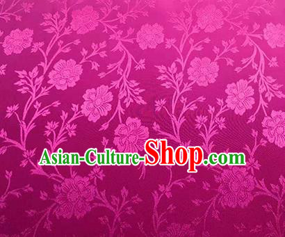 Chinese Traditional Flowers Pattern Design Rosy Satin Brocade Fabric Asian Silk Material