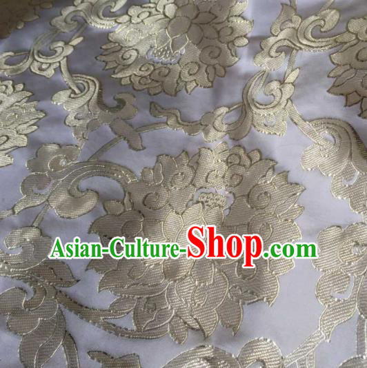 Chinese Traditional Lotus Pattern Design Lilac Satin Hanfu Brocade Fabric Asian Silk Material