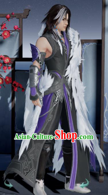 Chinese Ancient Drama Cosplay General Black Clothing Traditional Hanfu Swordsman Costume for Men