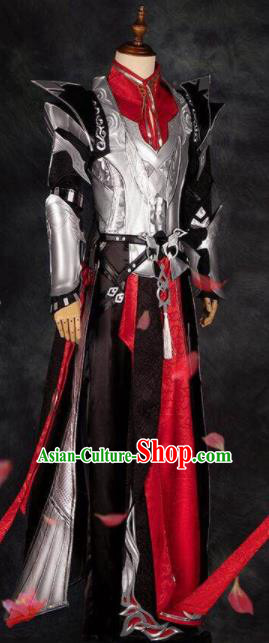 Chinese Ancient Drama Cosplay General Red Armor Clothing Traditional Hanfu Swordsman Costume for Men