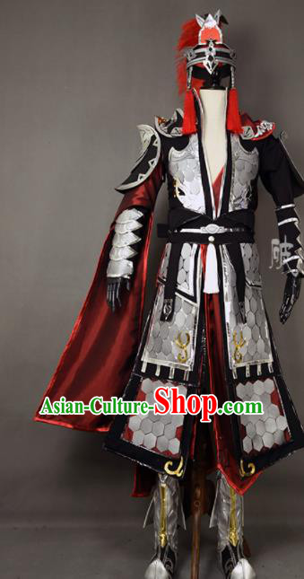 Chinese Ancient Cosplay Knight General Armor Clothing Traditional Hanfu Swordsman Costume for Men