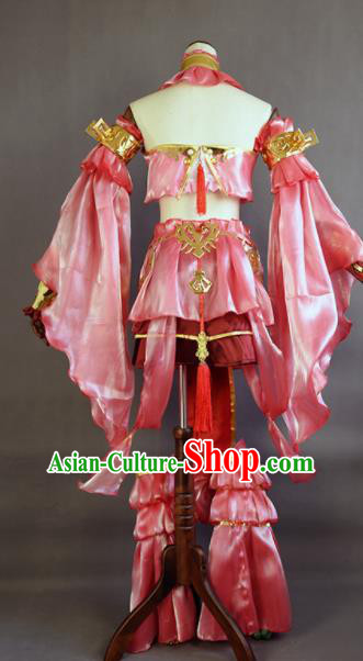 Chinese Ancient Cosplay Fairy Pink Dress Traditional Hanfu Female Swordsman Costume for Women