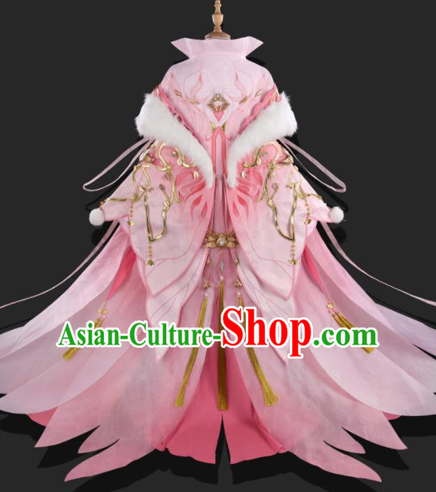 Chinese Ancient Cosplay Heroine Imperial Consort Pink Dress Traditional Hanfu Swordsman Costume for Women