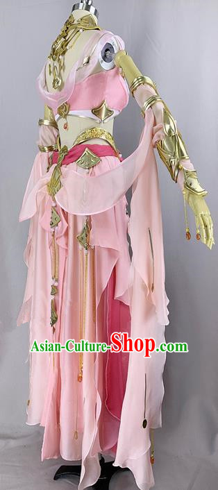 Chinese Ancient Cosplay Young Heroine Pink Dress Traditional Hanfu Female Swordsman Costume for Women