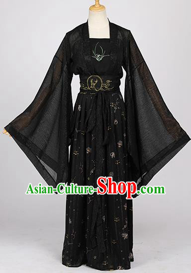 Chinese Ancient Cosplay Peri Black Dress Traditional Hanfu Tang Dynasty Princess Costume for Women