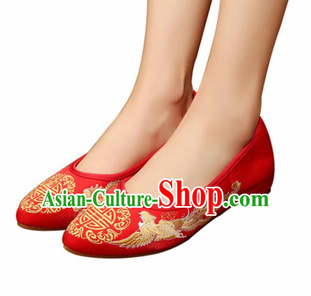 Asian Chinese National Red Cloth Shoes Traditional Wedding Shoes Hanfu Embroidered Shoes for Women