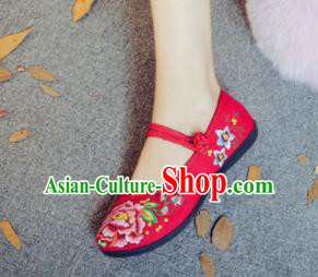 Asian Chinese Traditional Ethnic Red Embroidered Shoes Hanfu Wedding Shoes National Cloth Shoes for Women