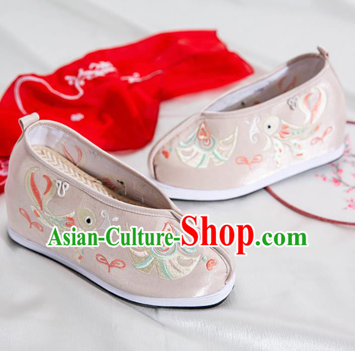 Asian Chinese Traditional Grey Embroidered Shoes Ancient Princess Shoes Hanfu Shoes for Women