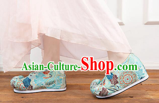 Asian Chinese Traditional Green Satin Shoes Ancient Princess Wedding Shoes Hanfu Shoes for Women