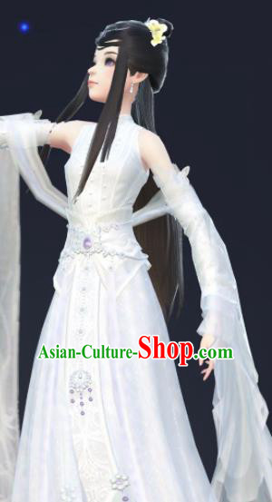 Chinese Traditional Cosplay Fairy Princess White Dress Custom Ancient Female Swordsman Costume for Women