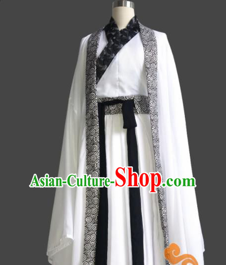 Chinese Traditional Cosplay Swordswoman Fairy White Dress Custom Ancient Jin Dynasty Imperial Consort Costume for Women