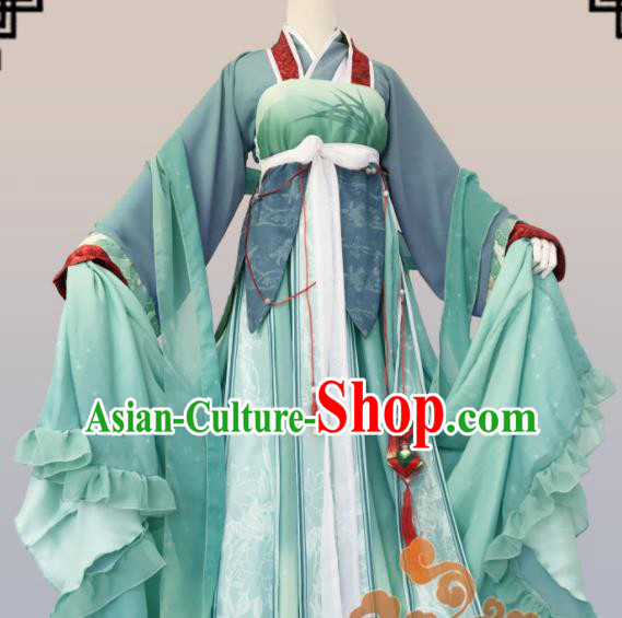 Chinese Traditional Cosplay Imperial Consort Green Dress Custom Ancient Swordswoman Princess Costume for Women