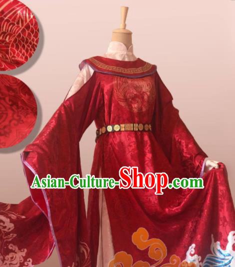 Chinese Ancient Cosplay Swordsman Red Clothing Custom Traditional Imperial Bodyguard Nobility Childe Costume for Men