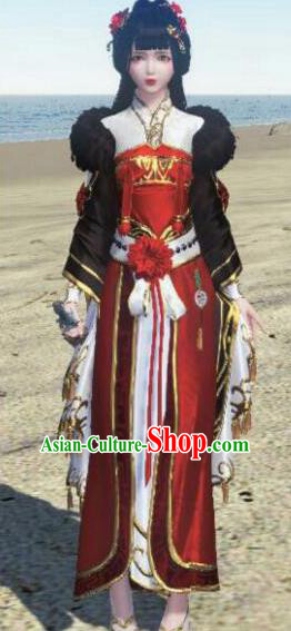 Chinese Traditional Cosplay Fairy Red Dress Custom Ancient Tang Dynasty Swordswoman Princess Costume for Women