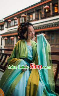 Chinese Traditional Cosplay Courtesan Fairy Princess Green Dress Custom Ancient Swordswoman Costume for Women