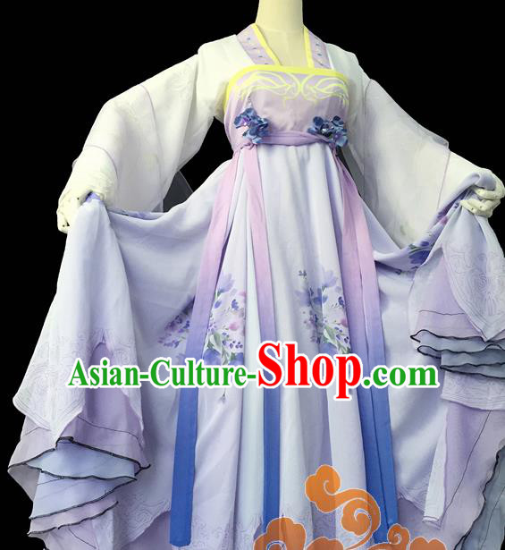 Chinese Traditional Cosplay Court Maid Purple Dress Custom Ancient Fairy Swordswoman Costume for Women
