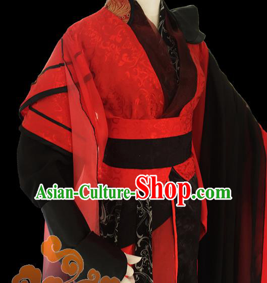 Chinese Traditional Cosplay Heroine Red Dress Custom Ancient Fairy Swordswoman Costume for Women