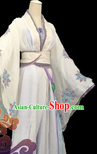 Traditional Chinese Cosplay Imperial Consort White Dress Ancient Swordswoman Costume for Women