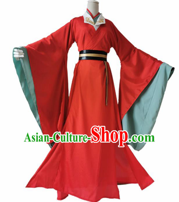 Chinese Ancient Cosplay Swordsman Red Clothing Custom Traditional Royal Prince Costume for Men