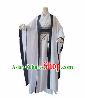 Chinese Ancient Cosplay Swordsman White Clothing Custom Traditional Nobility Childe Costume for Men
