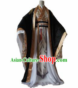 Chinese Ancient Cosplay Taoist Priest Swordsman Black Clothing Custom Traditional Nobility Childe Costume for Men