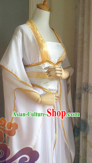 Traditional Chinese Cosplay Fairy White Dress Ancient Court Lady Swordswoman Wedding Costume for Women
