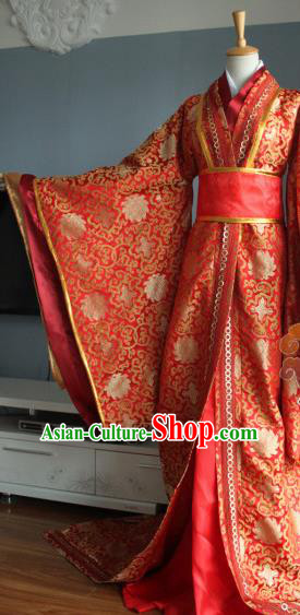 Traditional Chinese Cosplay Fairy Court Queen Red Dress Ancient Bride Swordswoman Wedding Costume for Women