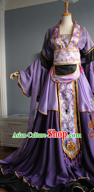 Traditional Chinese Cosplay Court Imperial Consort Purple Dress Ancient Fairy Swordswoman Costume for Women