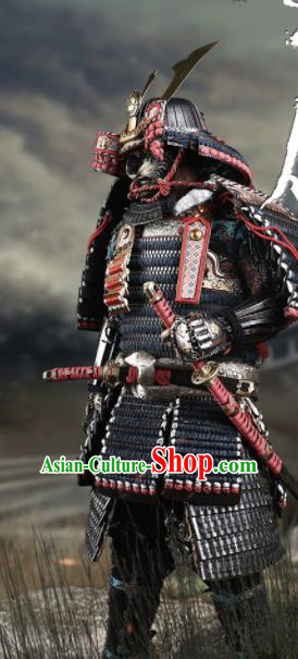Japanese Ancient Warrior General Armor and Helmet Traditional Asian Japan Samurai Costumes Complete Set for Men
