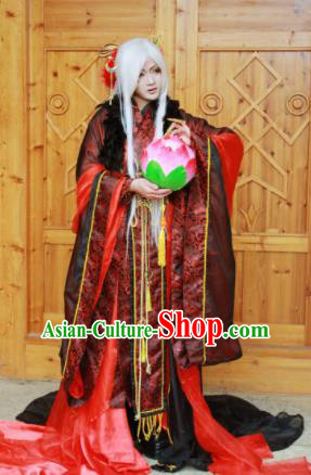 Custom Chinese Ancient Crown Prince Red Clothing Traditional Cosplay Emperor Swordsman Costume for Men