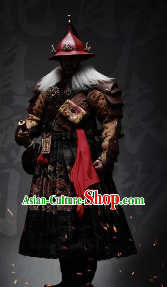 Chinese Ancient Cosplay Blades Armor and Helmet Traditional Ming Dynasty Imperial Bodyguard Costumes Complete Set for Men