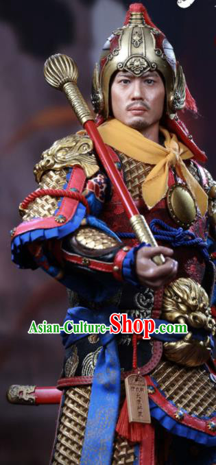 Chinese Ancient Cosplay General Armor and Helmet Traditional Han Dynasty Military Officer Costumes Complete Set for Men