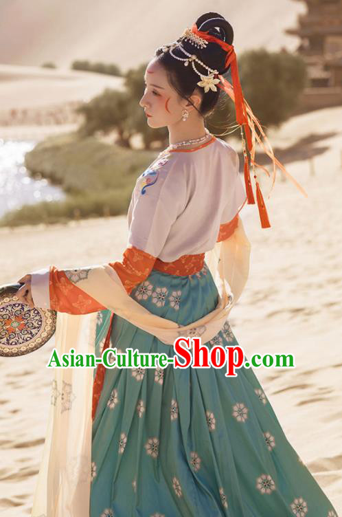 Chinese Ancient Tang Dynasty Court Lady Hanfu Dress Traditional Dunhuang Flying Apsaras Dance Costumes for Women
