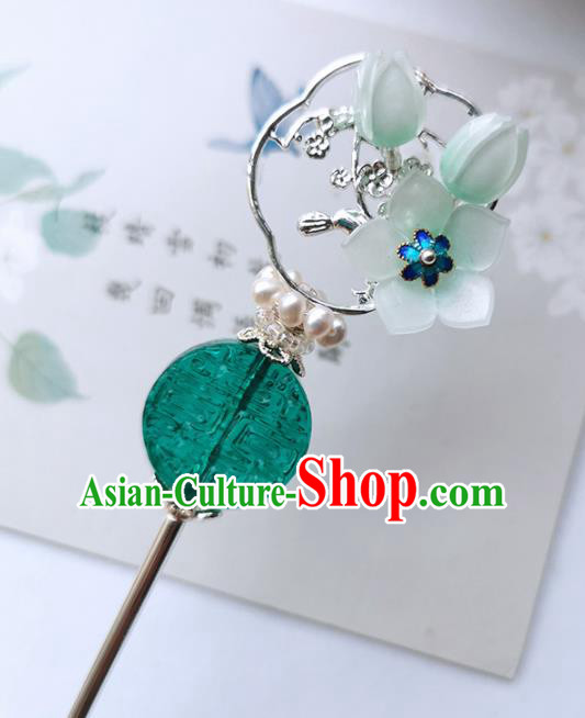 Chinese Handmade Ancient Green Grass Hairpins Traditional Hanfu Hair Accessories for Women