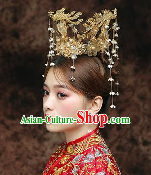 Chinese Ancient Bride Three Phoenix Coronet Hairpins Traditional Hanfu Wedding Hair Accessories for Women