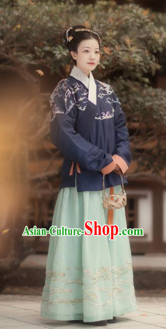 Traditional Chinese Ming Dynasty Palace Embroidered Hanfu Dress Ancient Court Princess Replica Costumes for Women