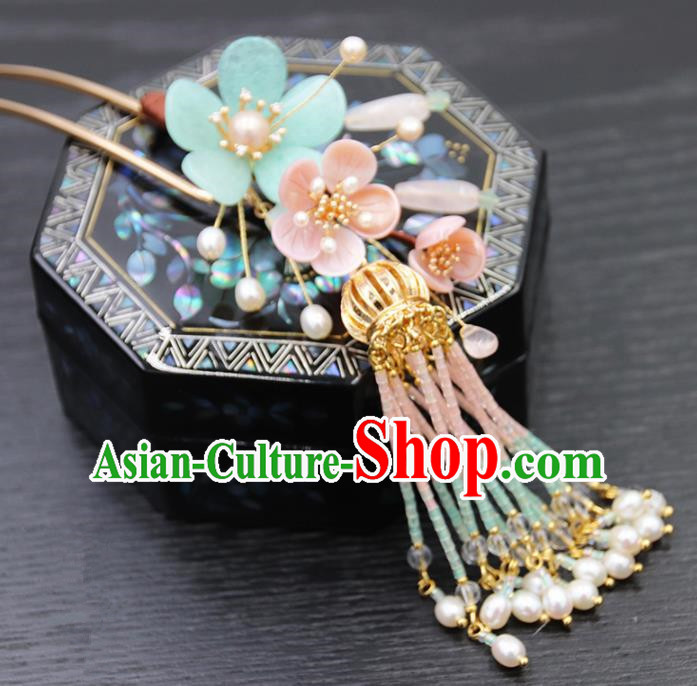 Chinese Ancient Princess Beads Tassel Hair Clip Hairpins Traditional Handmade Hanfu Hair Accessories for Women