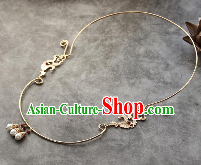 Chinese Ancient Court Golden Necklace Traditional Princess Hanfu Wedding Accessories for Women