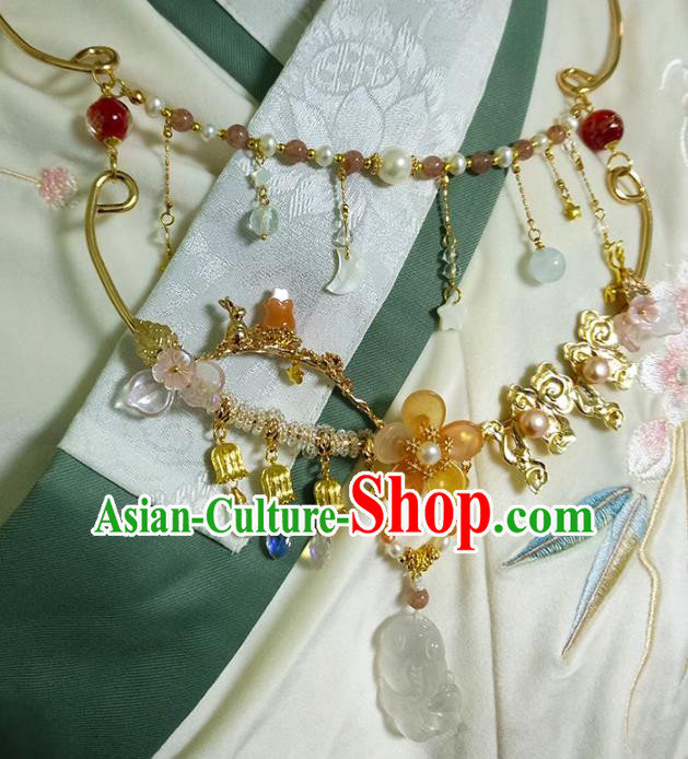 Chinese Ancient Court Goldfish Tassel Necklace Traditional Princess Hanfu Wedding Accessories for Women
